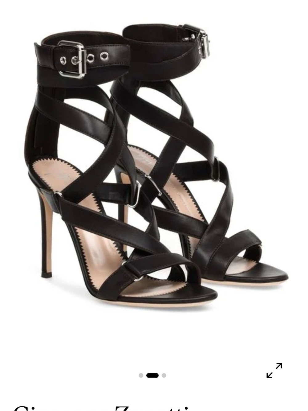 Giuseppe Zannoti Larissa  leather Crisscross Ankle-Strap Stilettos, worn once!